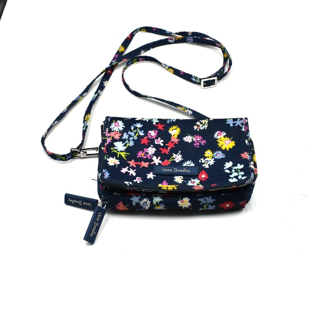 Vera Bradley Compact Wristlet Crossbody ReActive Floral Bursts Purse Small